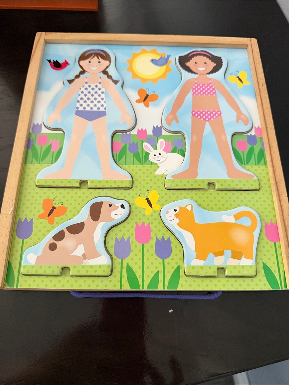 Melissa & Doug Wooden Divided Storage Organizer with Assorted Colorful Insert